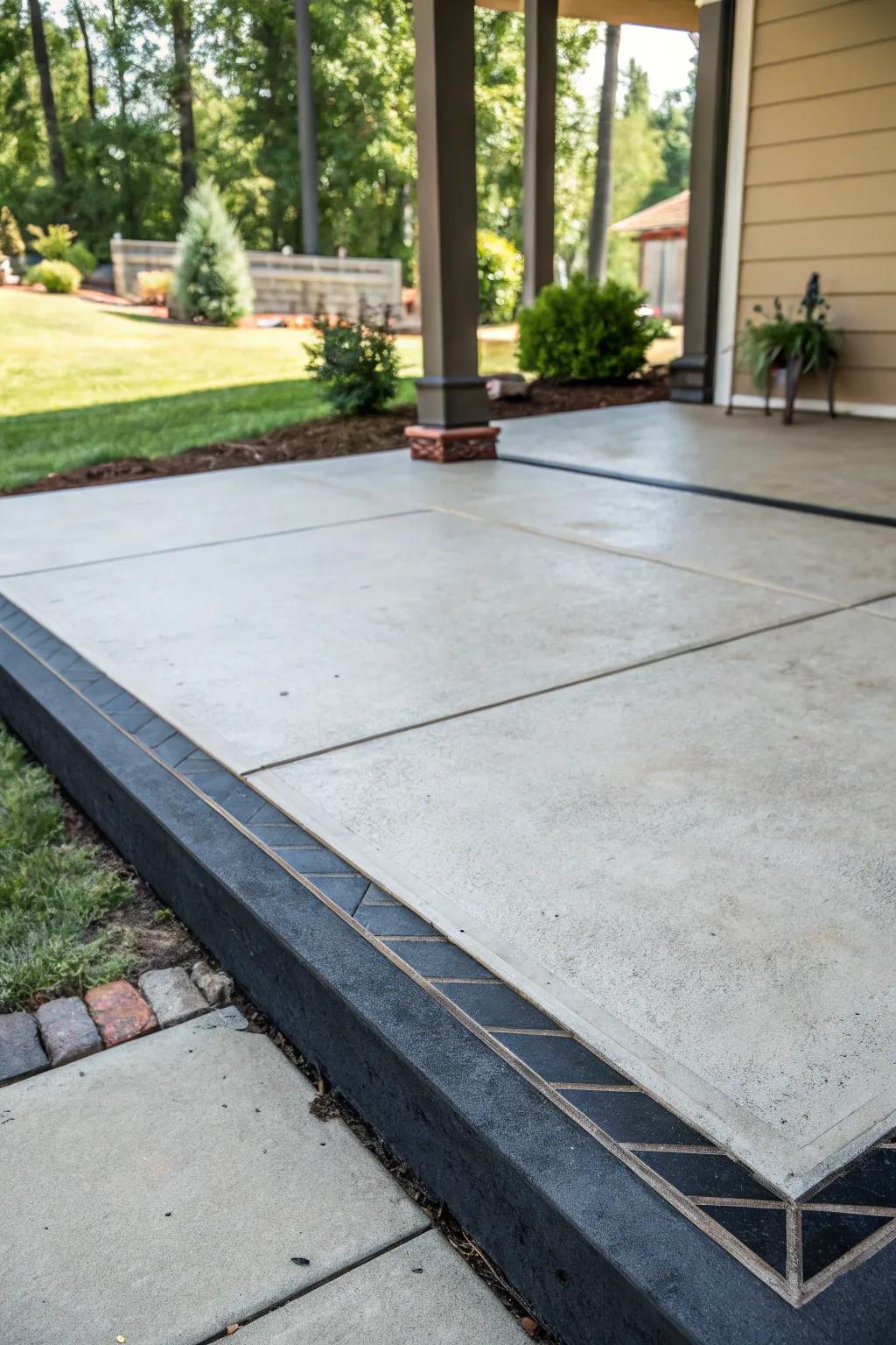 A patio with a contrasting border that adds definition and style.