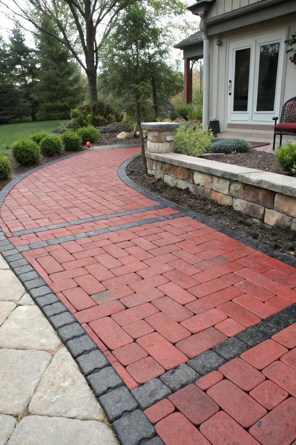 Contrasting borders add a touch of sophistication to your patio.