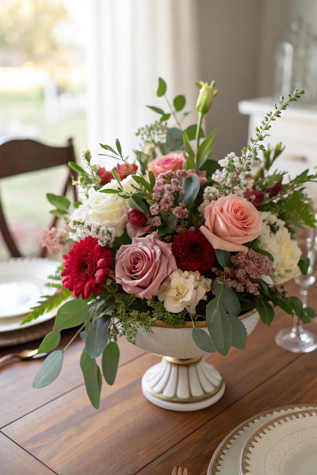 A vibrant mixed floral assortment perfect for dining table decor.