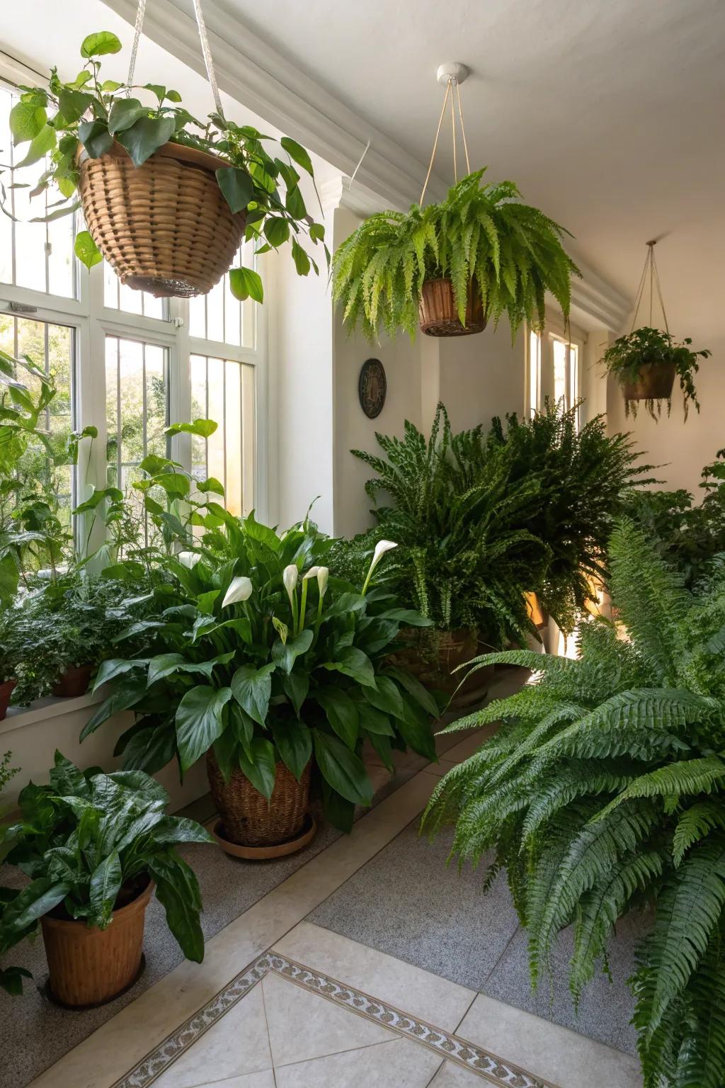 Greenery enhances the tranquility of a room.