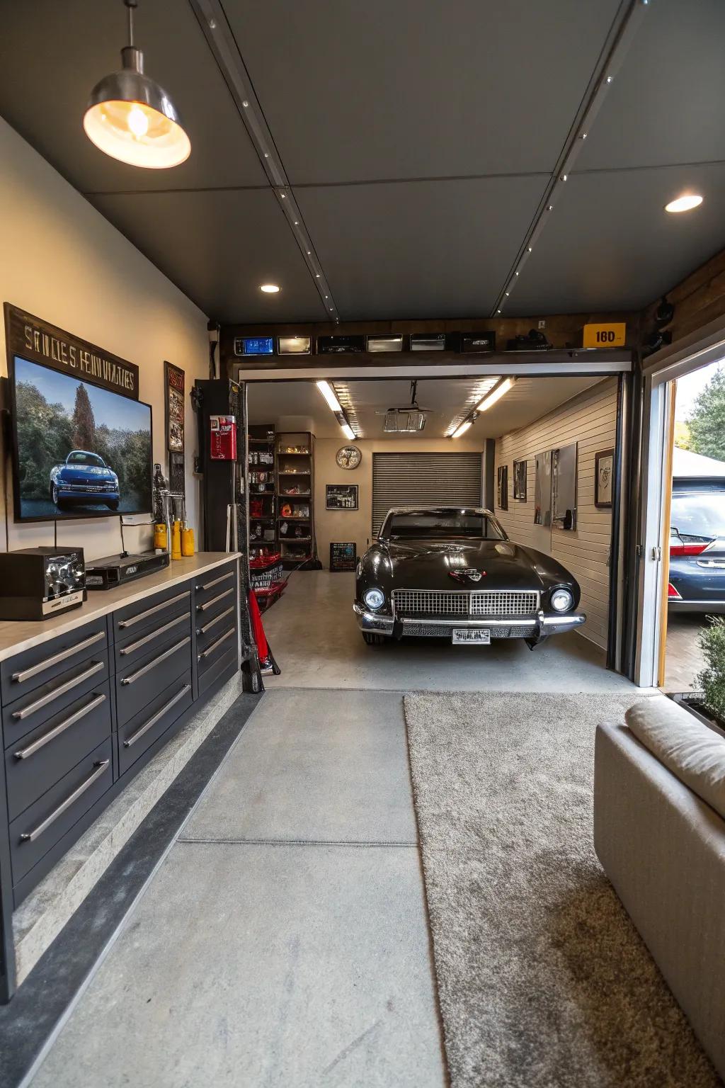 A garage setup can add functionality and style.