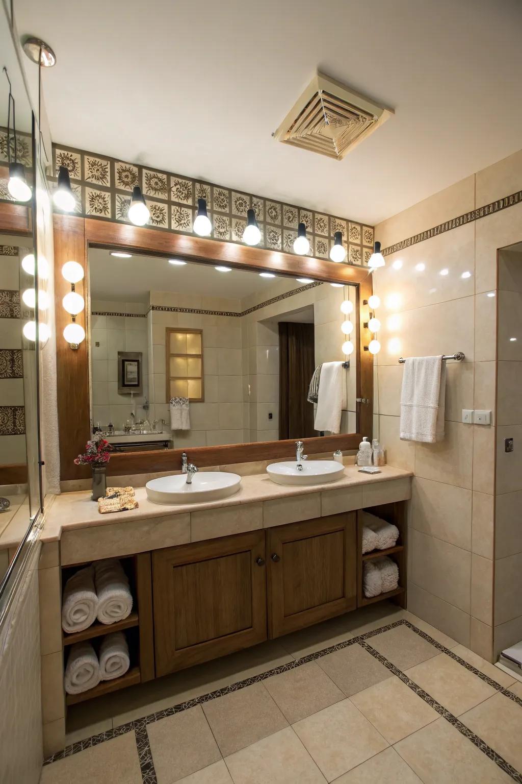 A well-lit bathroom showcasing versatile lighting solutions.