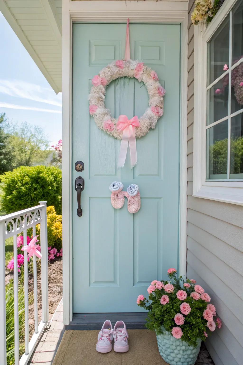 A welcoming wreath on the door sets the tone for the celebration inside.