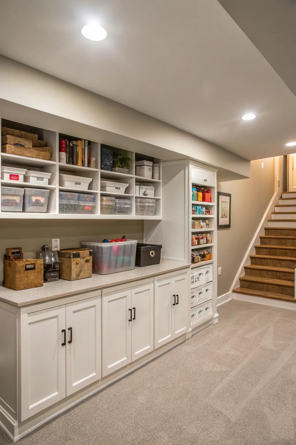 Smart storage solutions to keep your basement tidy.