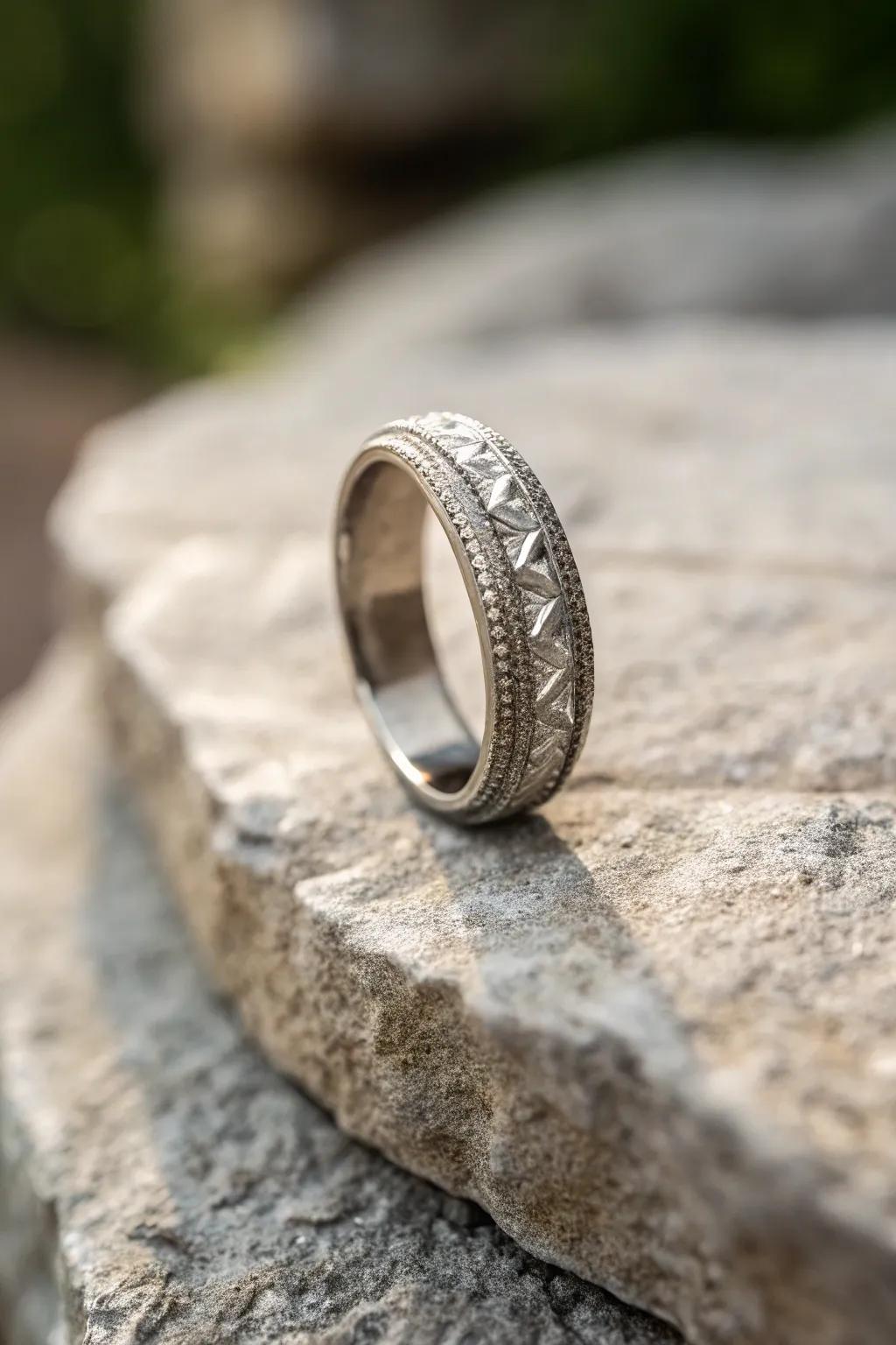 A textured band that offers a unique and understated elegance.