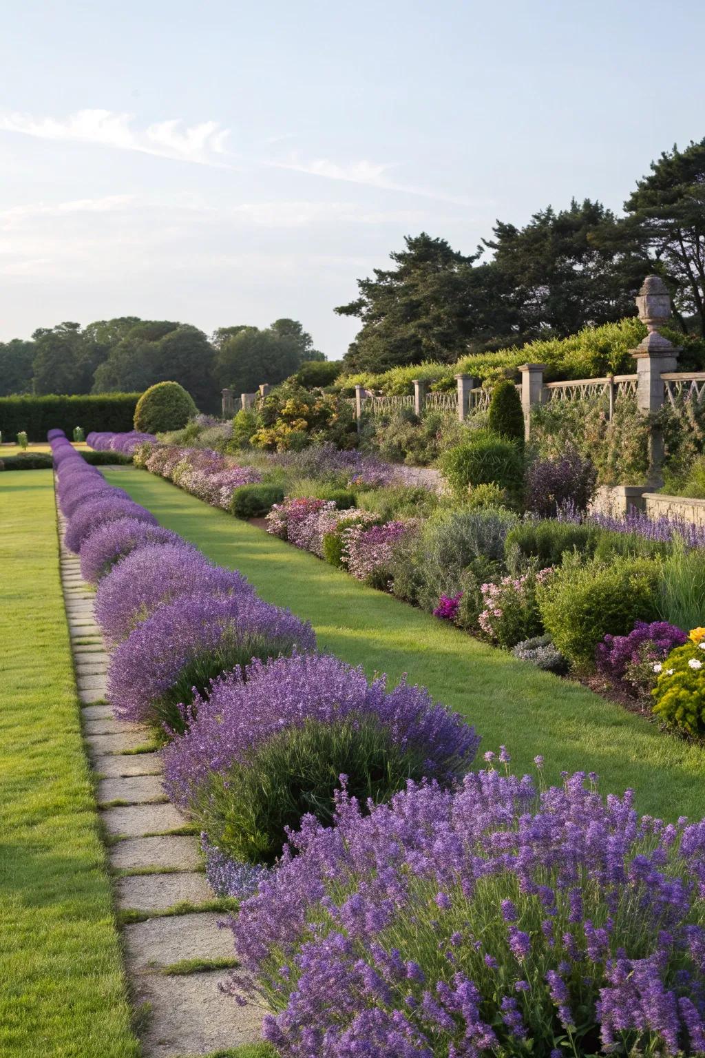 Edging with lavender creates a tidy and stylish garden.