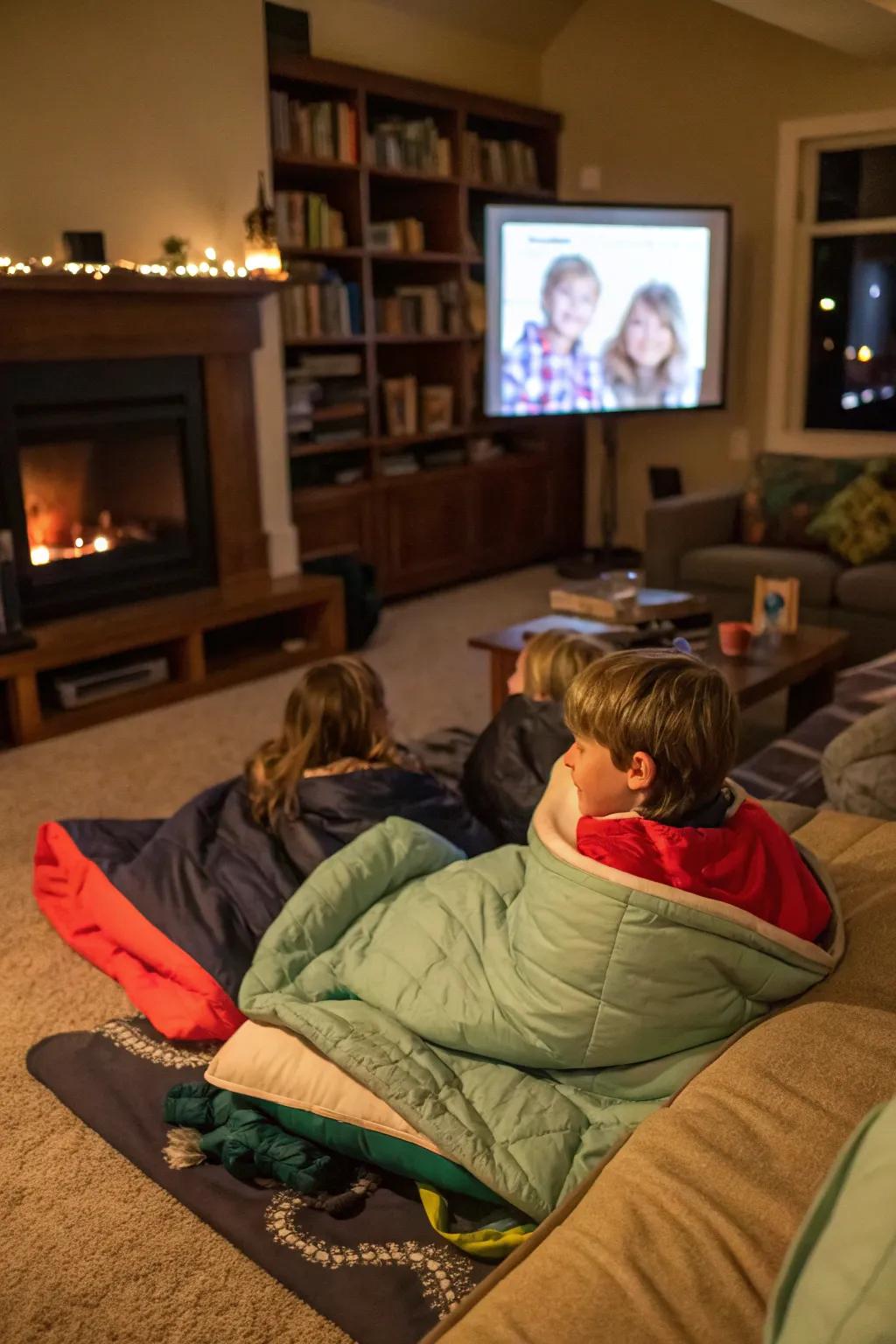 Enjoy a cozy slumber party filled with laughter and films.