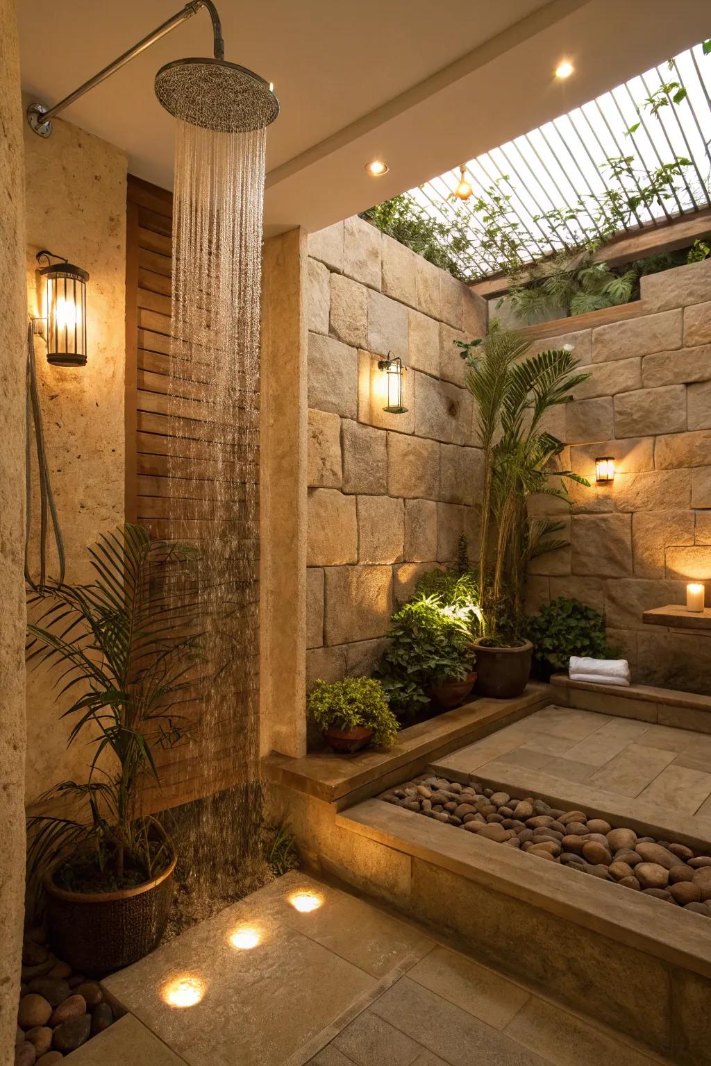 Transform your bathroom into a spa-like retreat with stone elements.