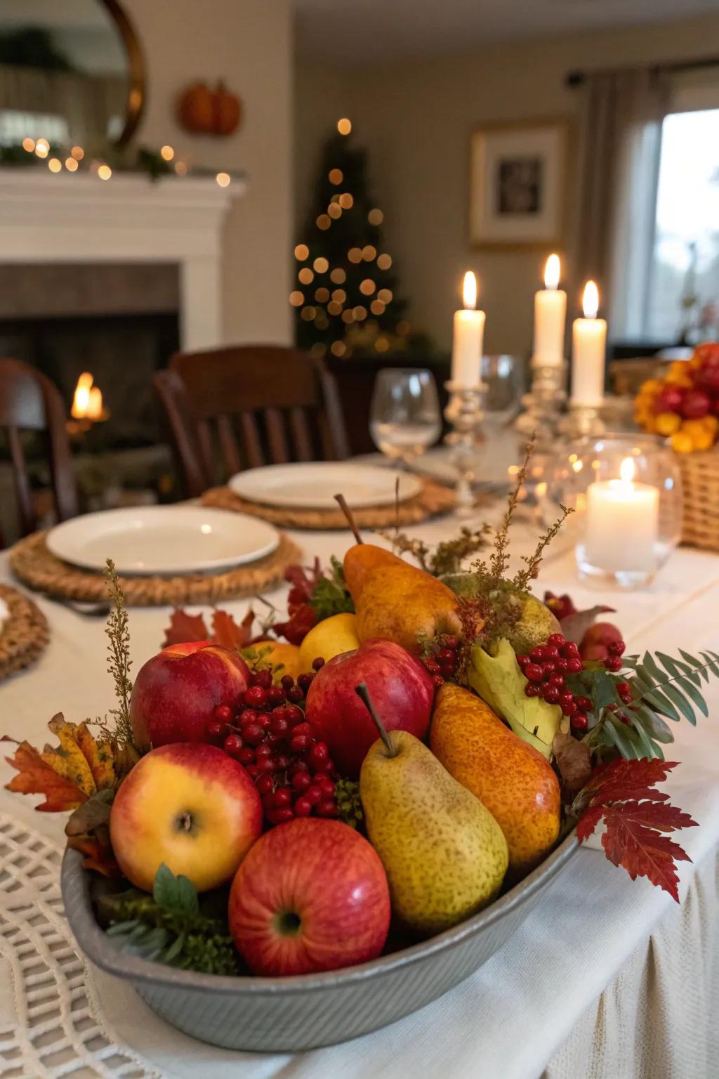 Pears and apples add color and freshness to your table.