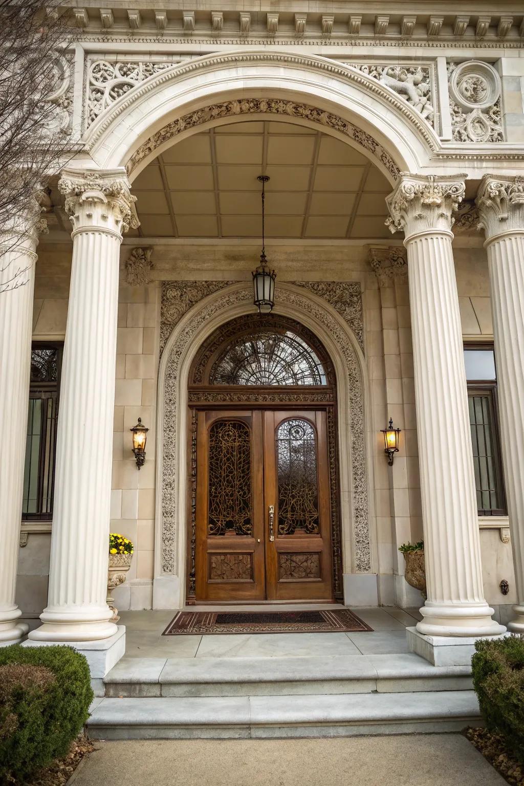 Classic architecture shines with detailed columns and arches.