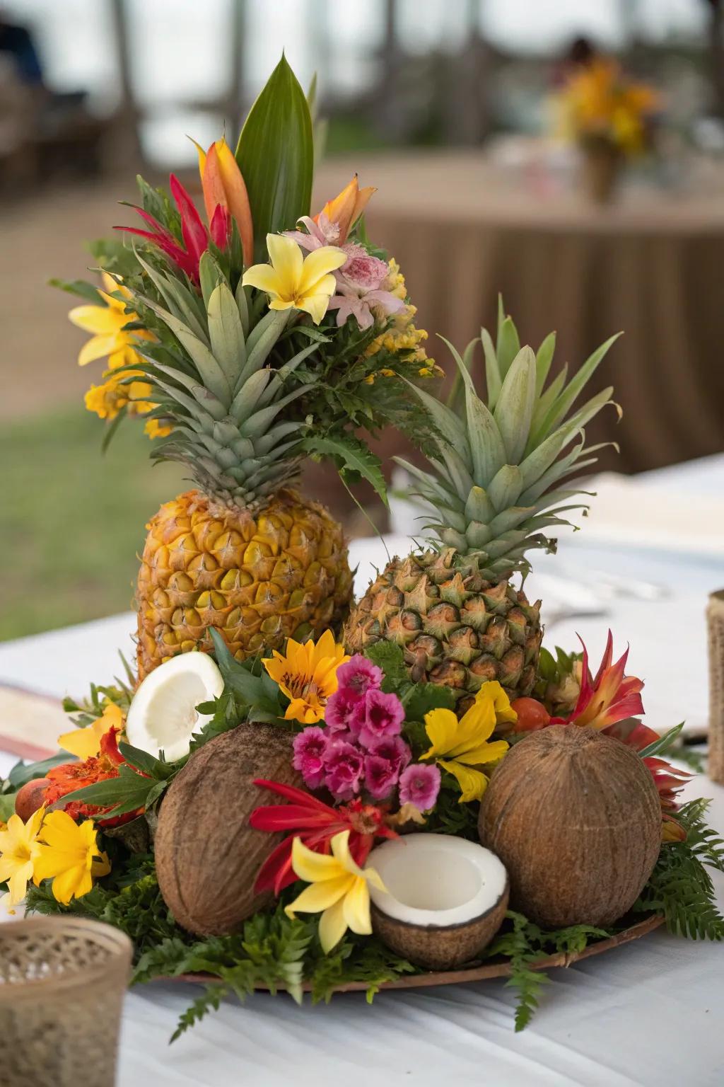 Tropical fruits make delightful centerpieces.