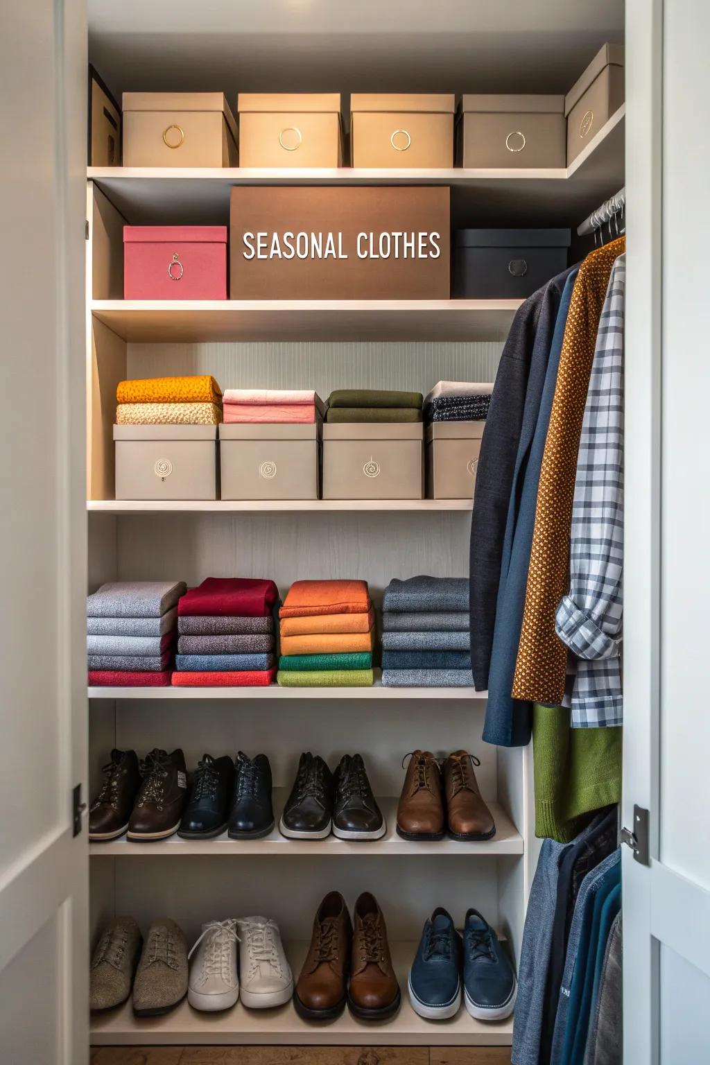 Top shelves provide smart storage for less frequently used items.