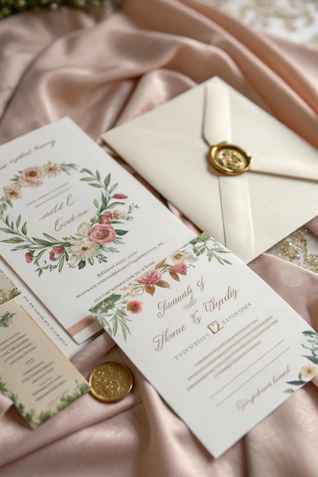 Sophisticated event invitations sealed with wax, perfect for any special occasion.