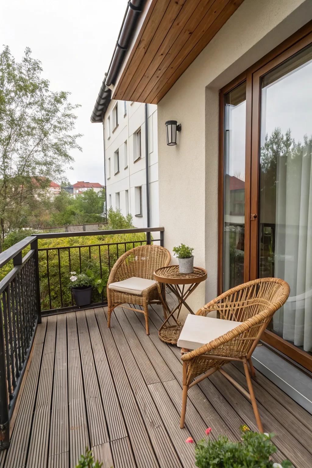 Natural elements bring warmth and texture to the patio.