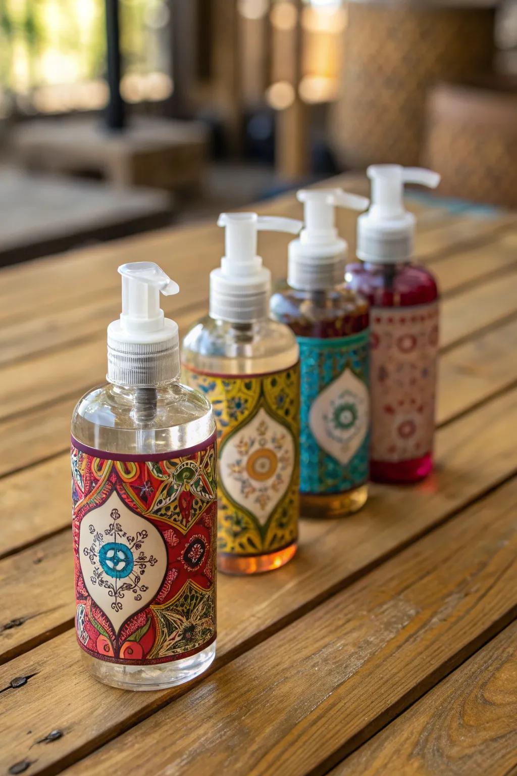 Stylish hand sanitizers as a practical favor.