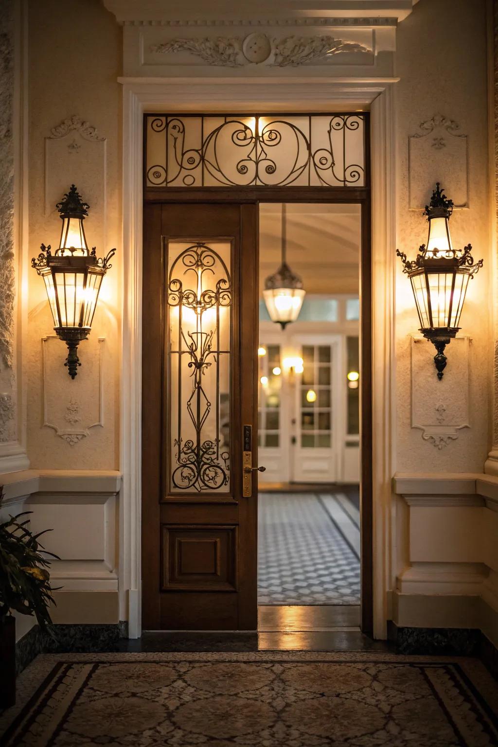 Wall sconces offer decorative charm and balanced lighting.