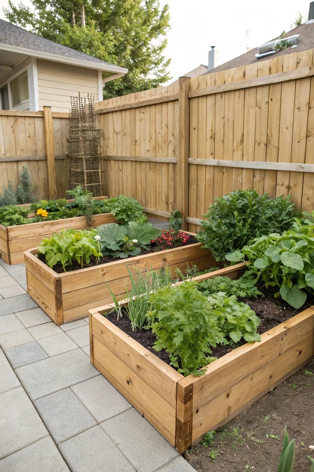 Grow your own herbs and vegetables in a dedicated corner.