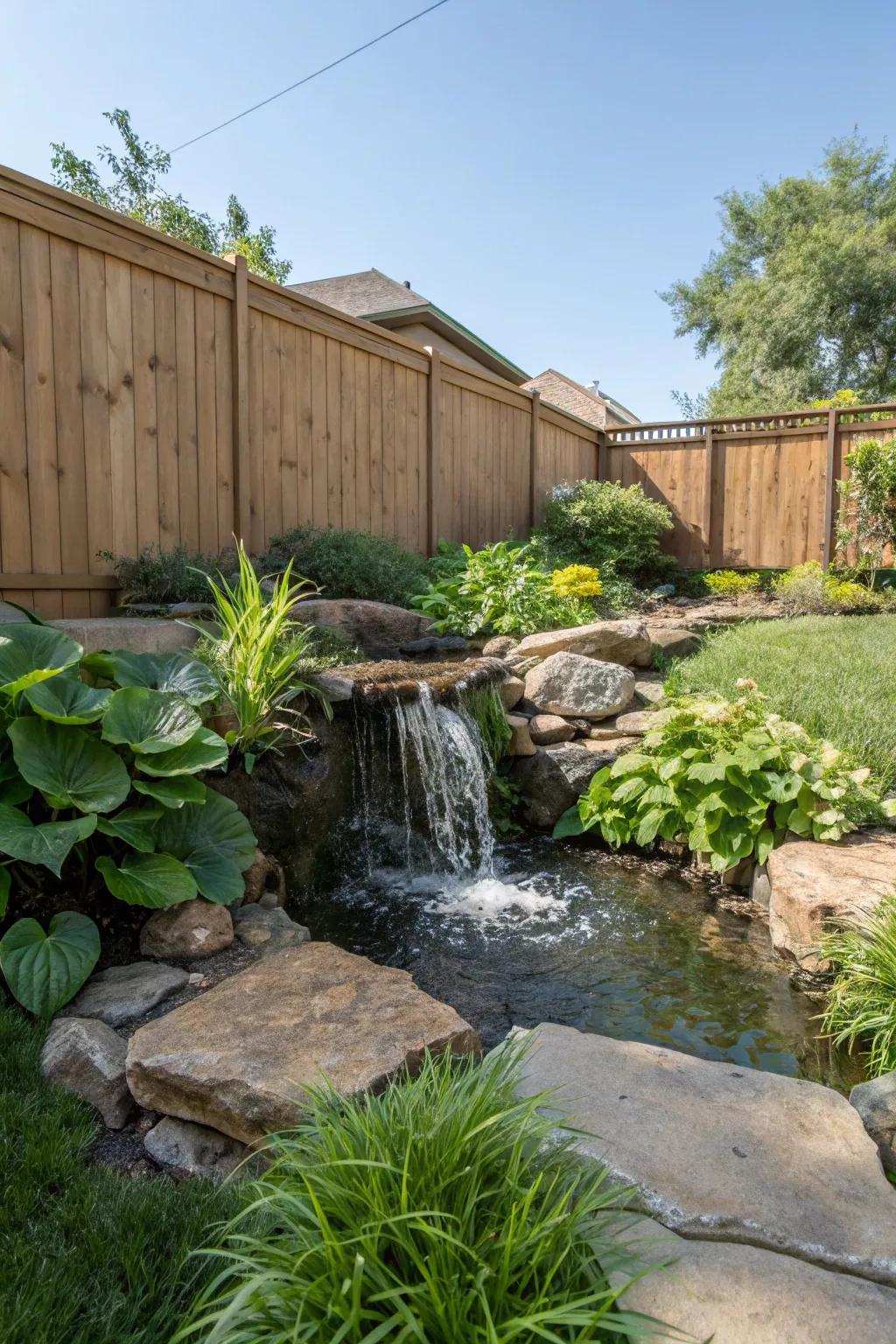 Enhance tranquility with a serene water feature in your backyard.