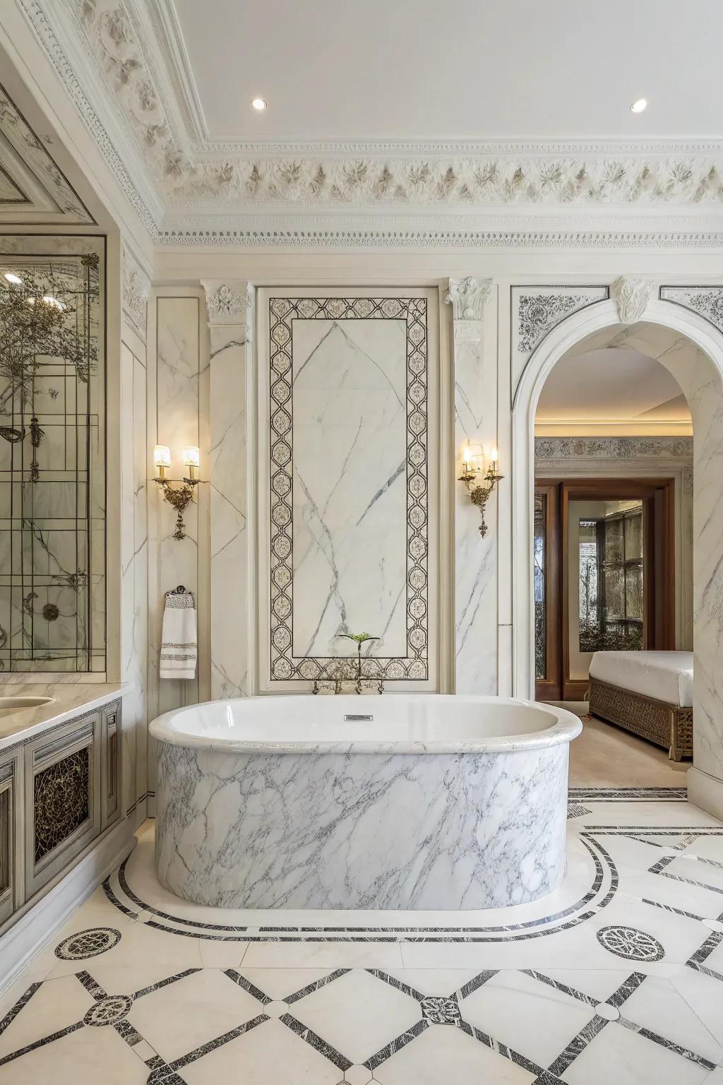 Bring timeless elegance to your bathroom with luxurious marble tiles.