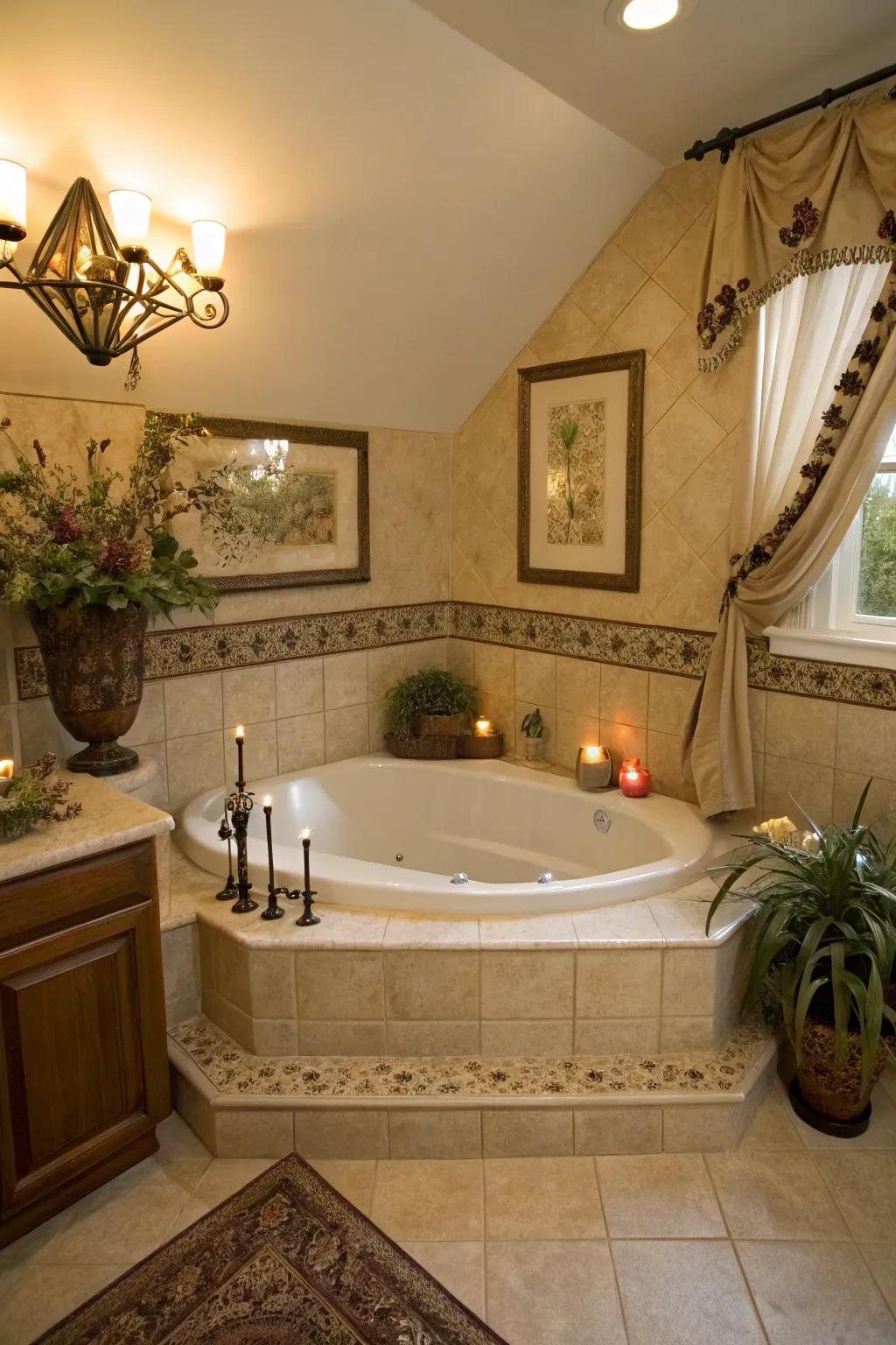 Optimize your space with a stylish corner bathtub design.