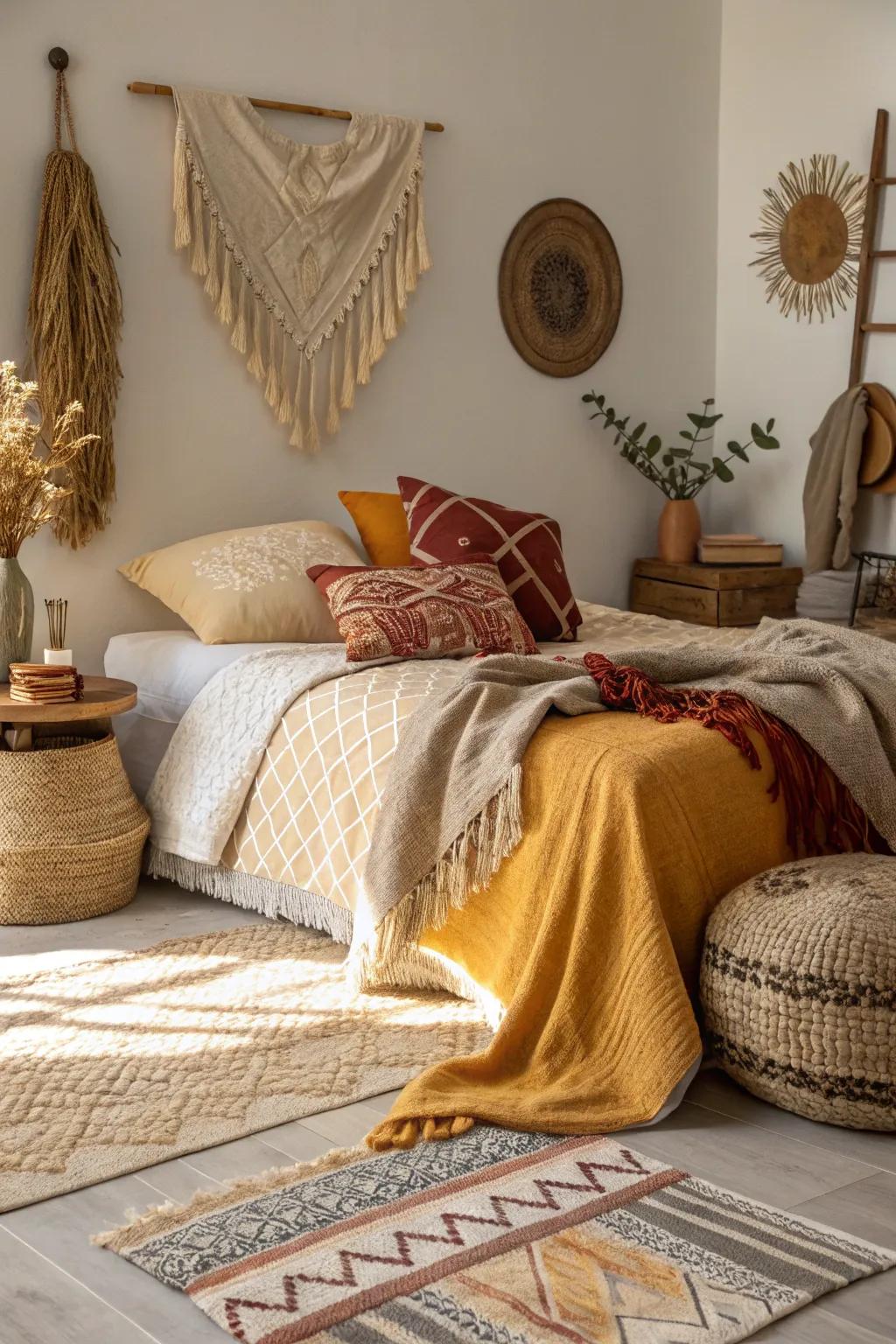 Textures add depth and warmth to this cozy bedroom.