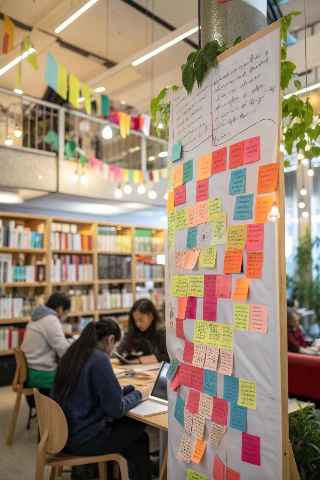 A creative sticky note poster filled with personal messages of friendship.