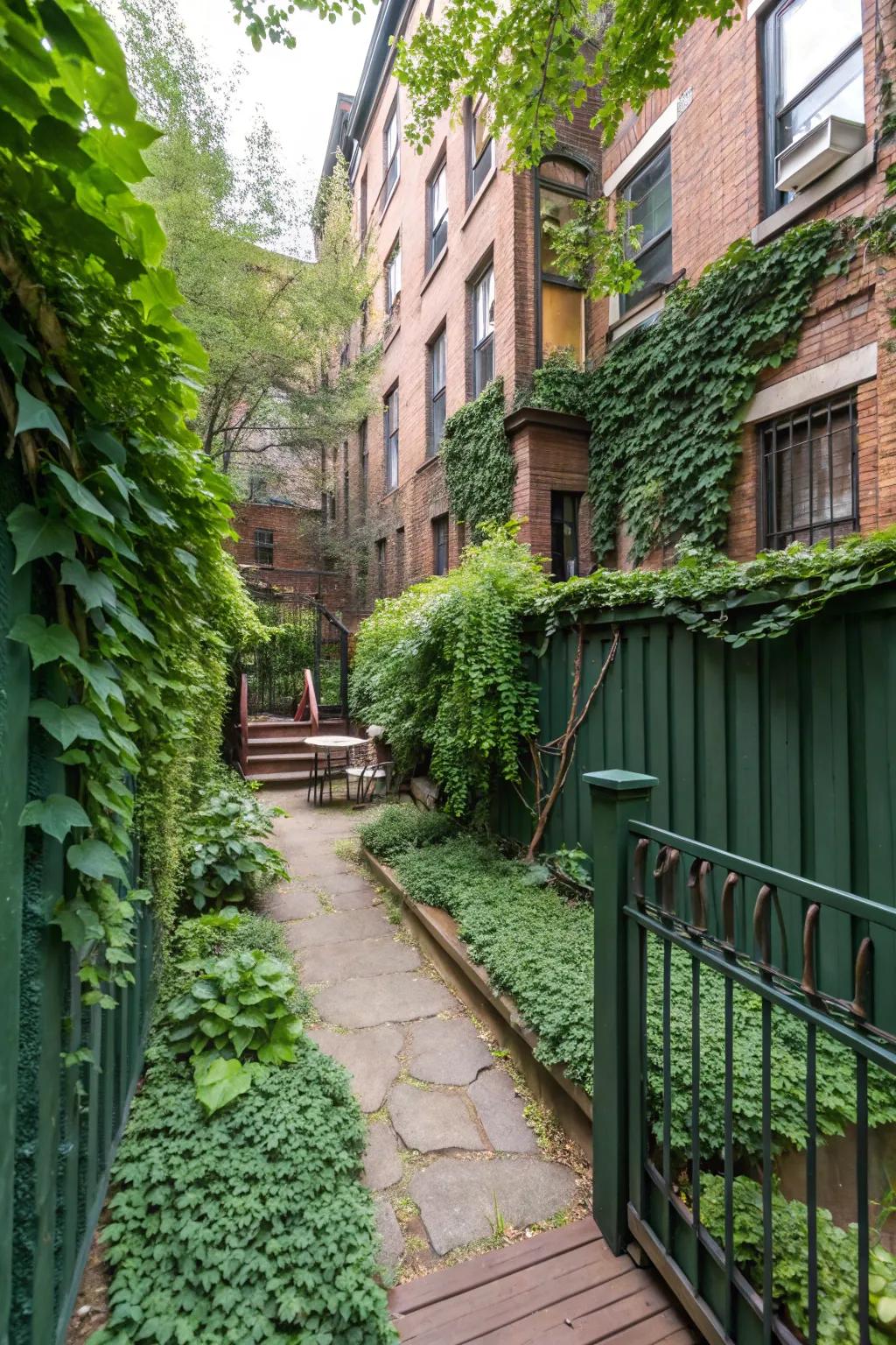 Green fences ensure privacy while enriching the backyard's natural beauty.