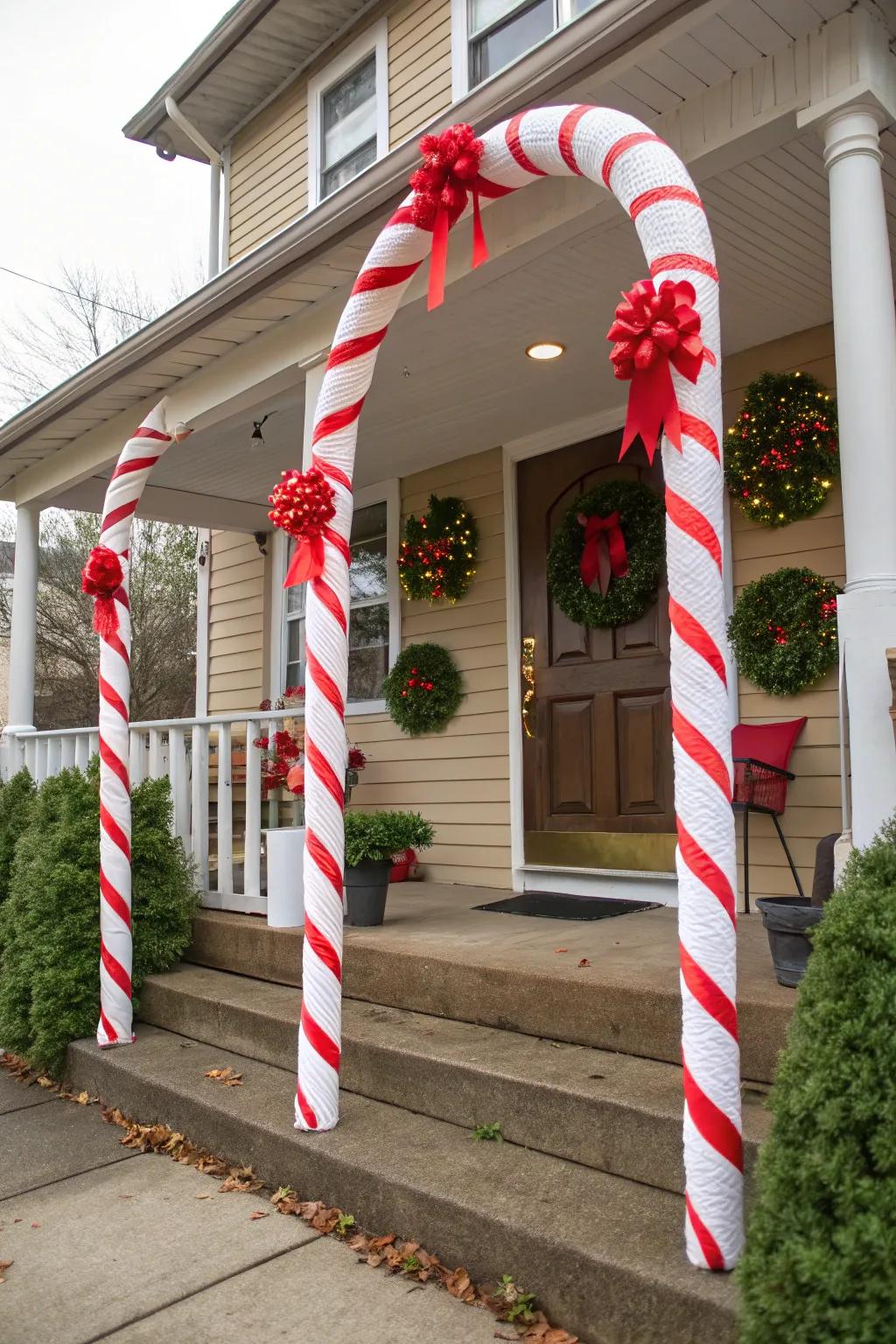 Make a grand entrance with candy cane arches.