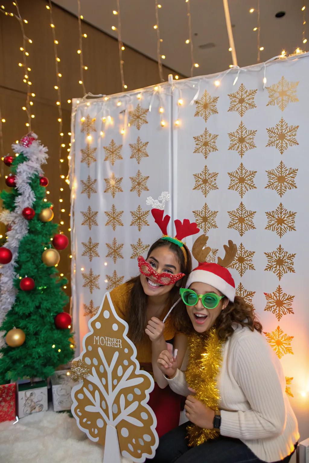 A festive photo booth ready to capture holiday smiles and laughter.