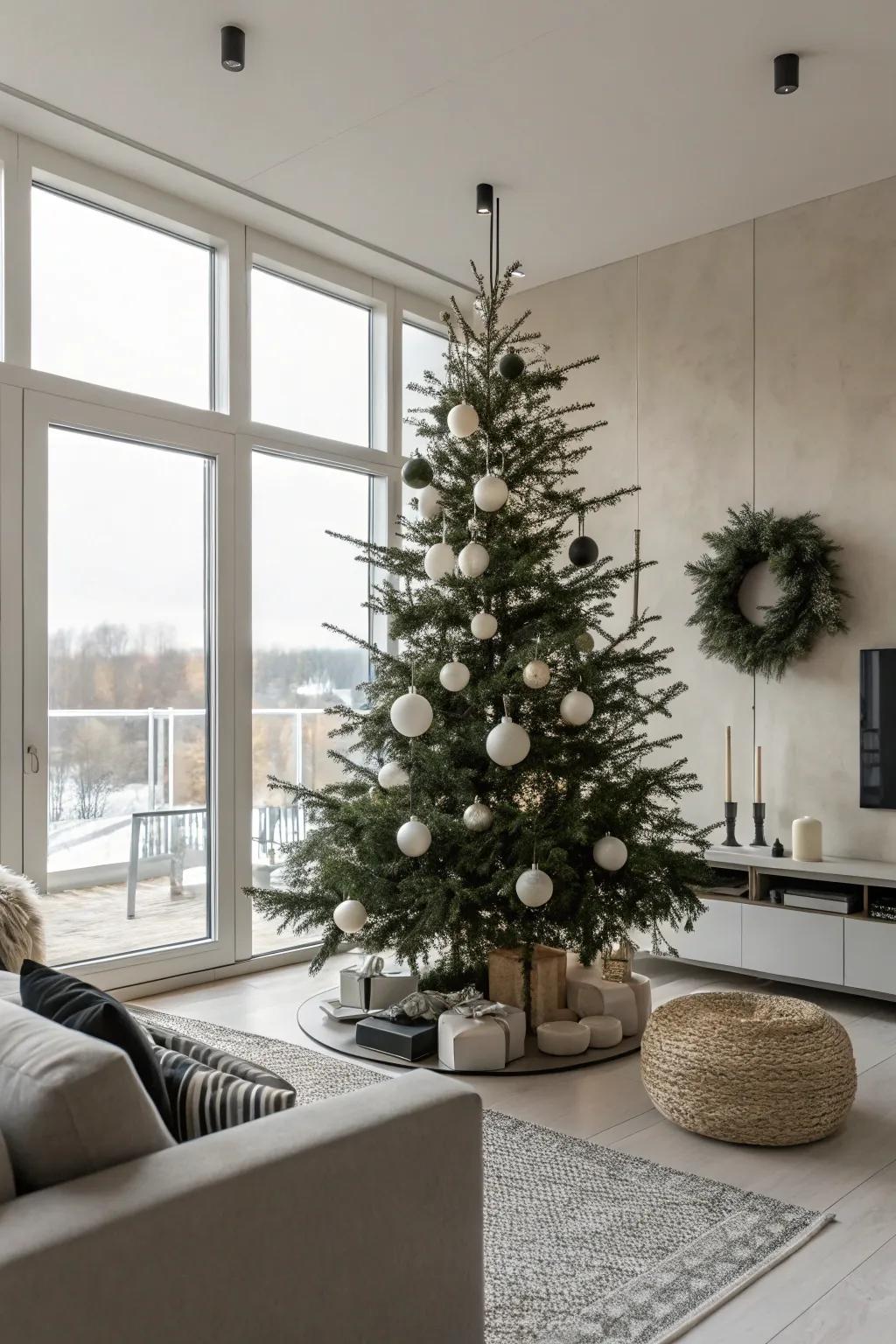 A sleek and modern minimalist Christmas tree.