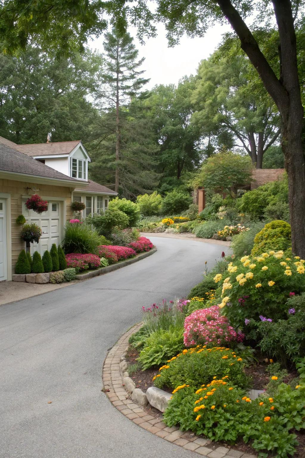 Integrated gardens bringing a touch of nature to the driveway.