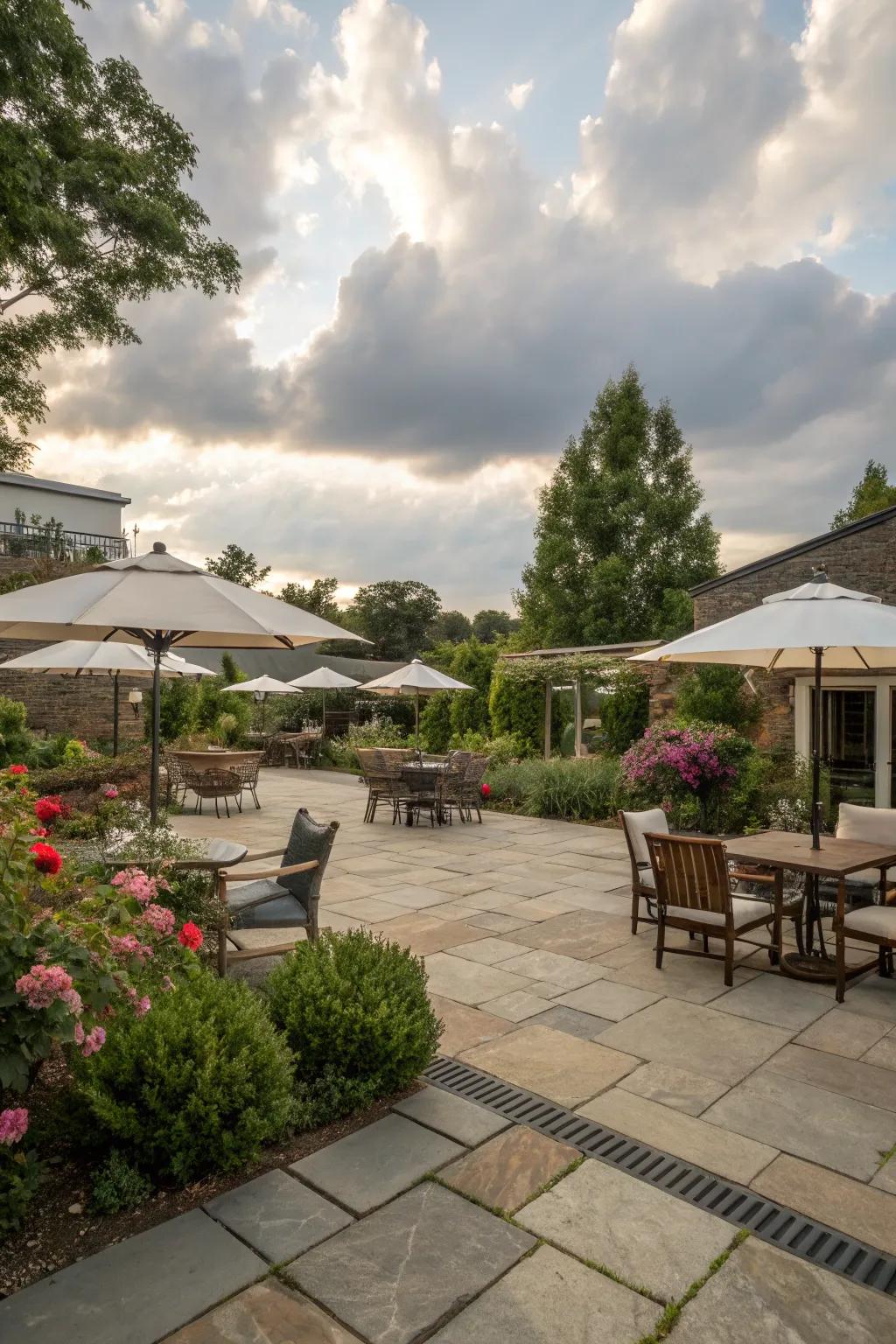 Create a multi-functional courtyard space with versatile furniture.