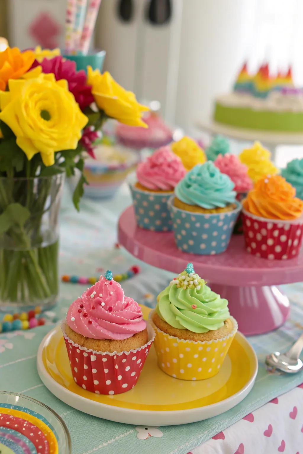 Colorful cupcakes that add a pop of color to any event.