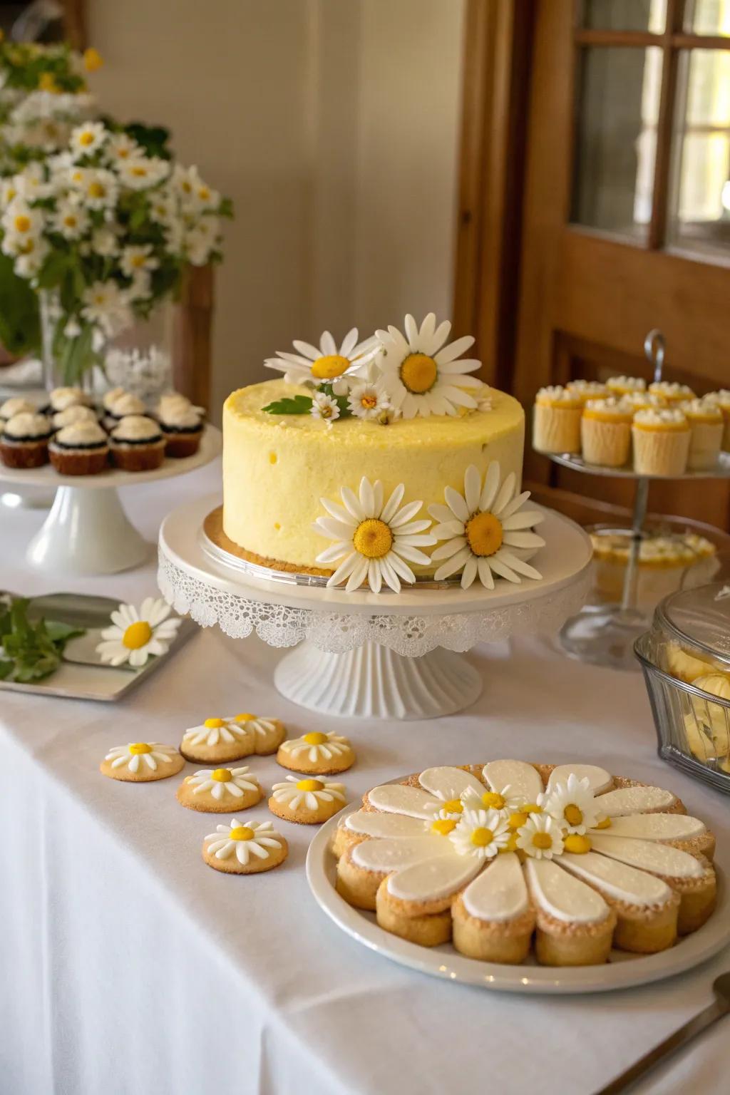 Sweeten the celebration with daisy-themed desserts.