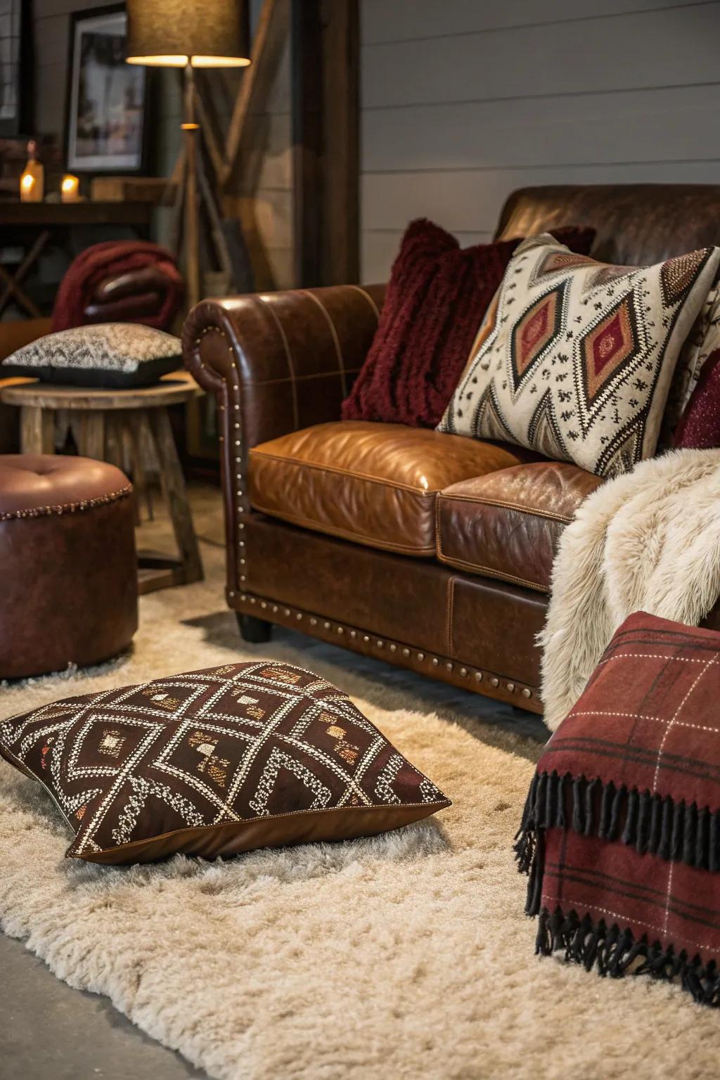 Eclectic textures and patterns create visual interest.