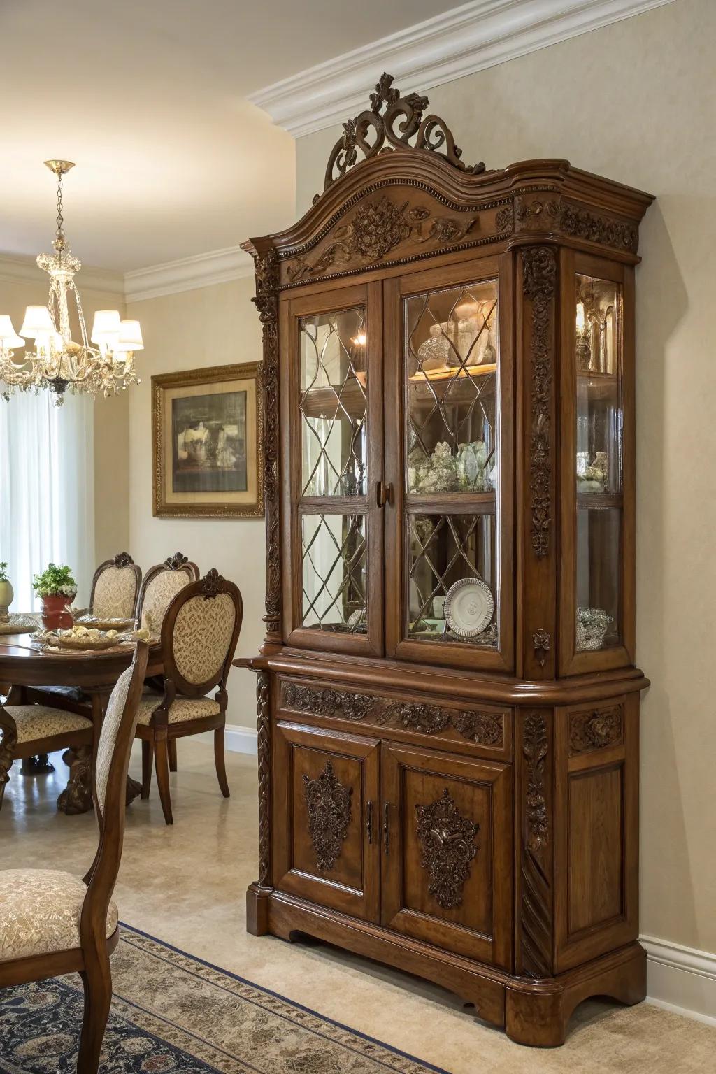 Bring a touch of history with an antique cabinet.