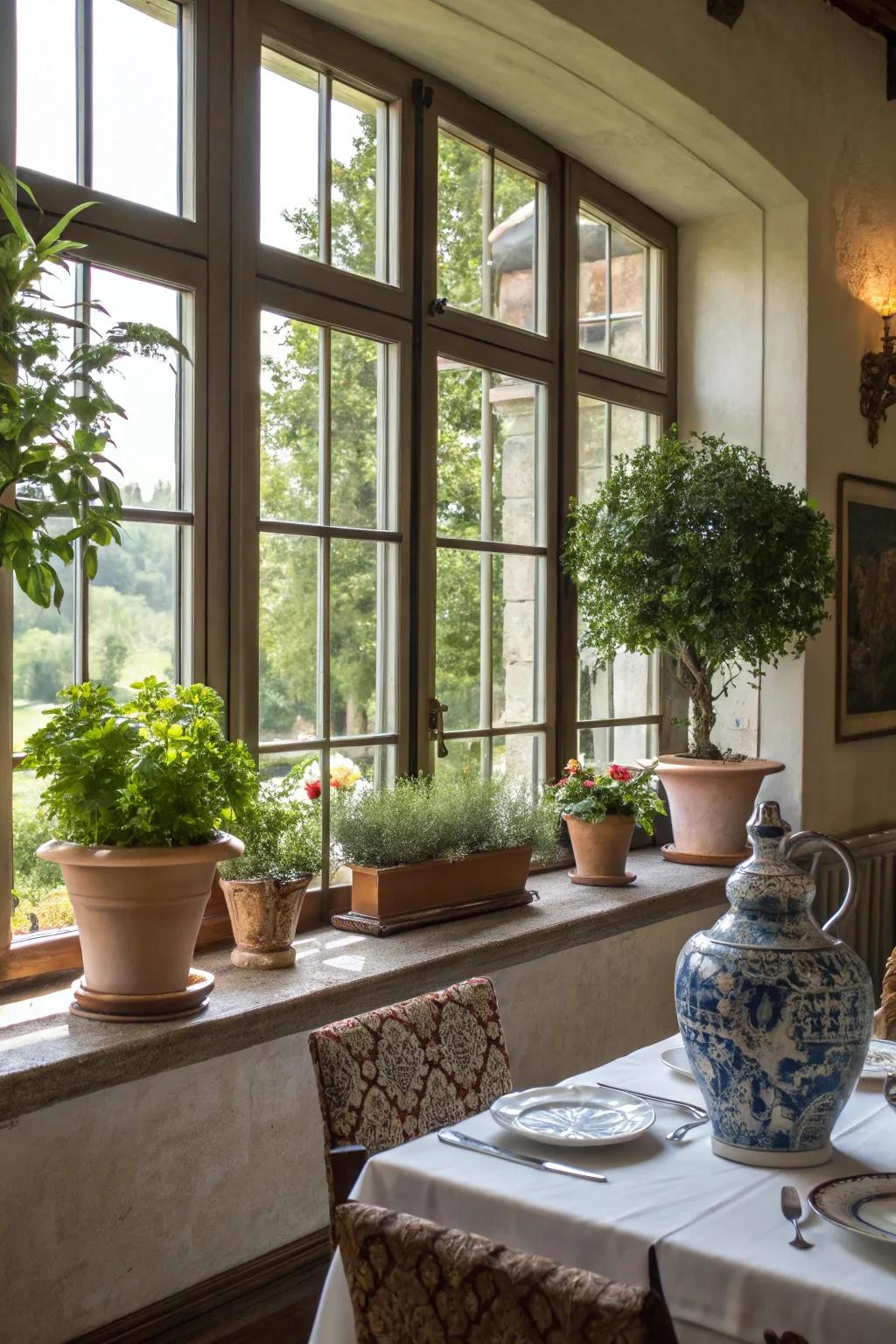 Add green accents to enliven your dining room.