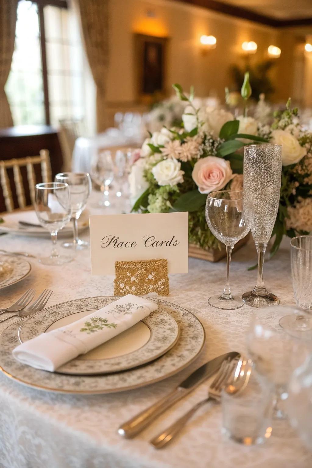 Custom place cards add a personal touch to the dinner table.