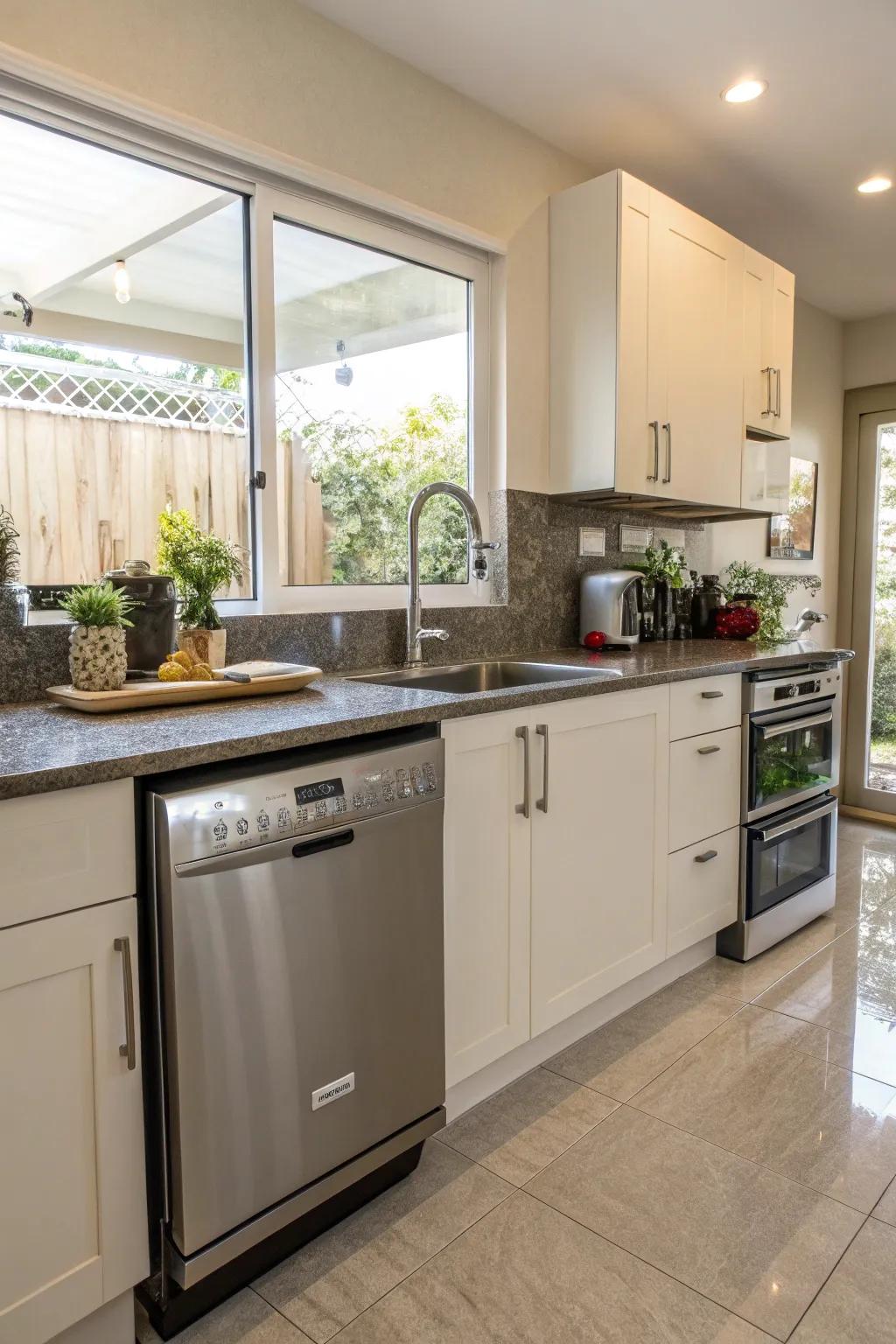 Convenient dishwasher position next to the kitchen sink.