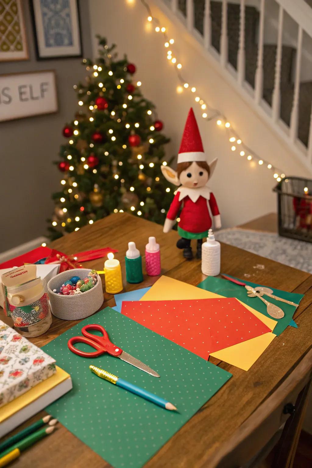 Inspire creativity with a DIY elf craft station.