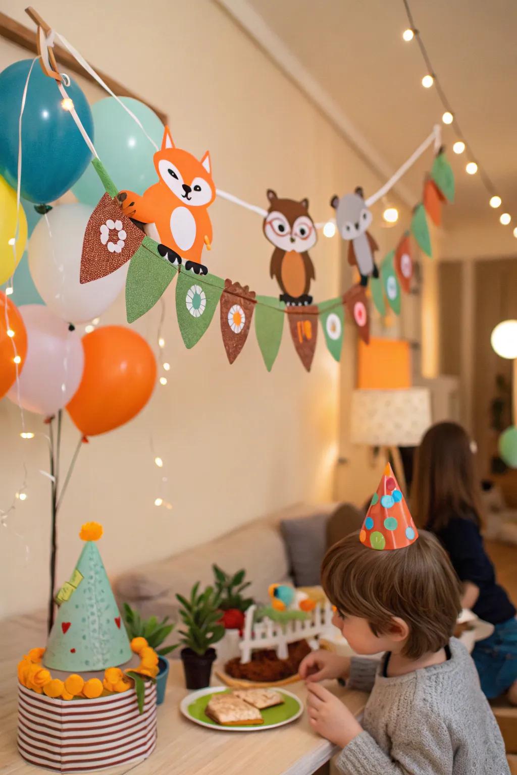 Felt animal garlands add a touch of whimsy to any children's party.