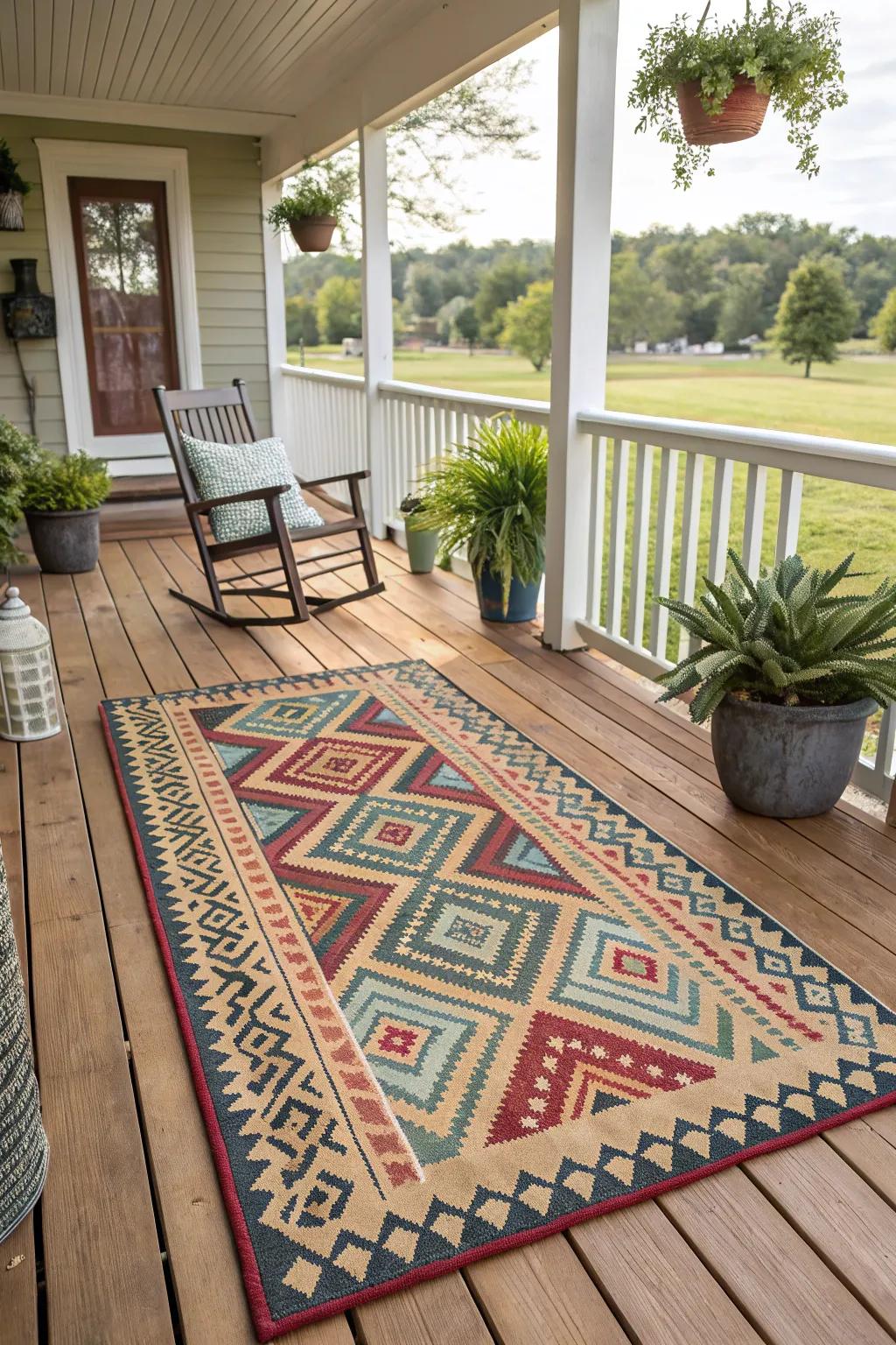 Outdoor rugs add style and define the space.