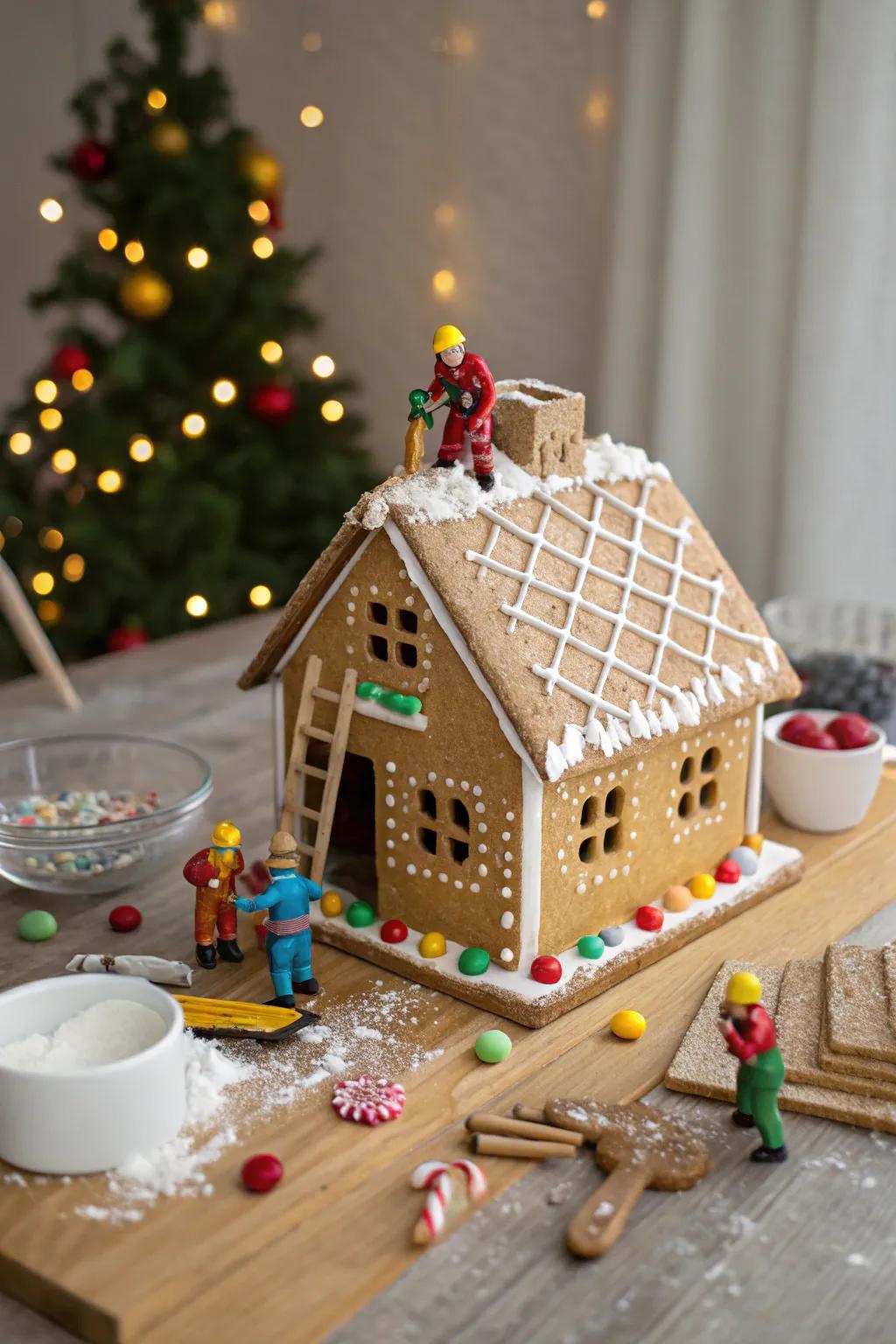 An under construction gingerbread house