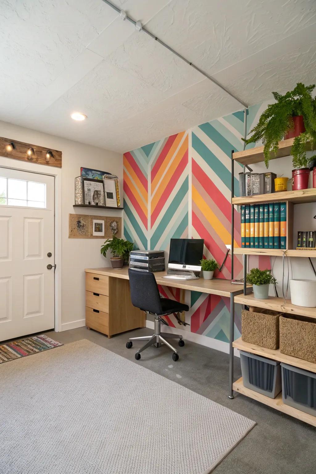 An accent wall can add character to your office.
