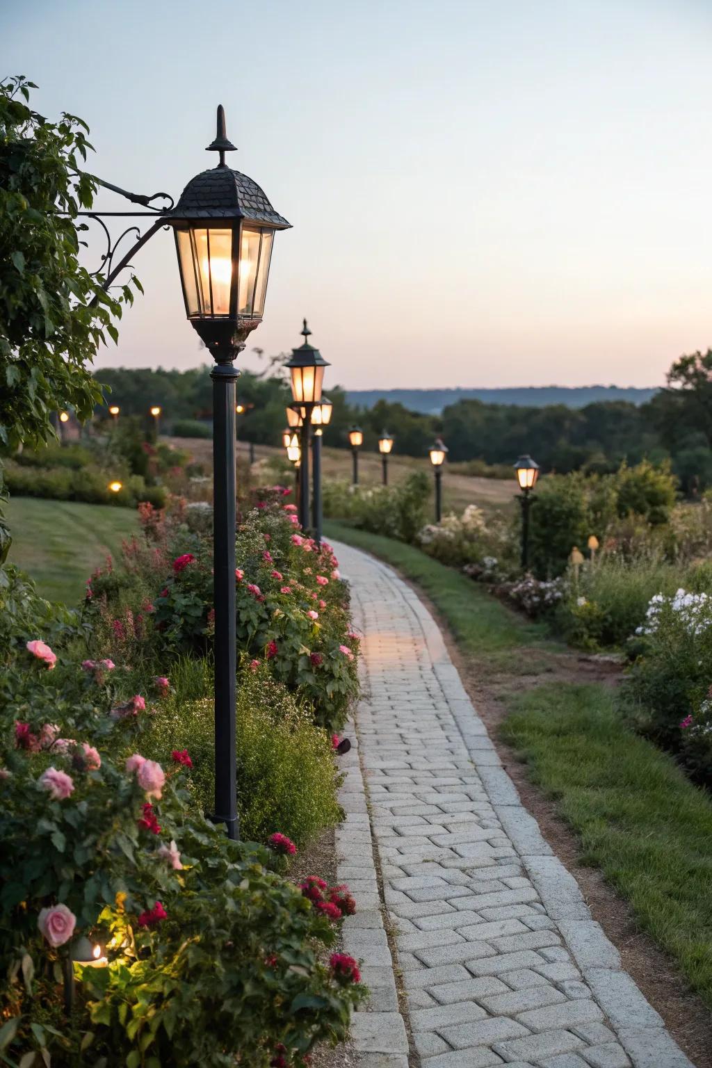 Add timeless elegance with lantern-style lights.