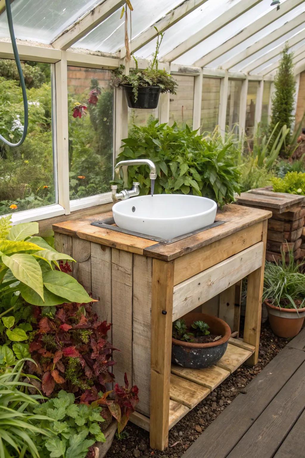 An eco-friendly sink that complements a sustainable gardening lifestyle.