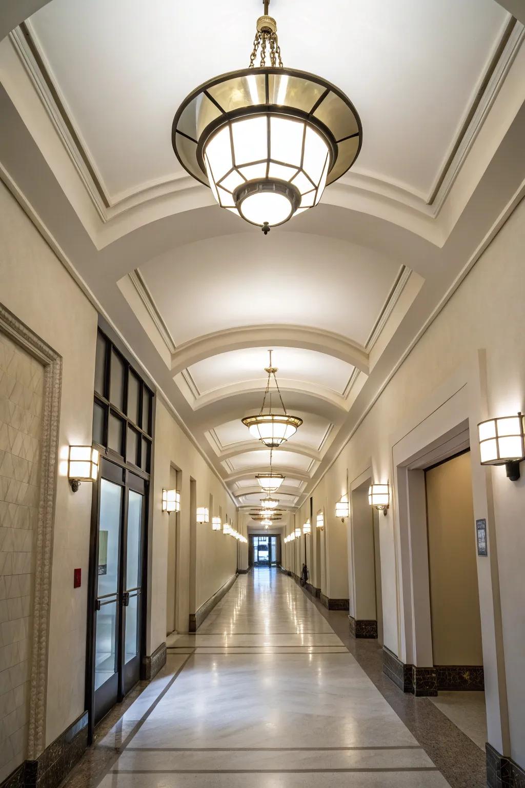 Flush mount fixtures help make small hallways feel bigger.