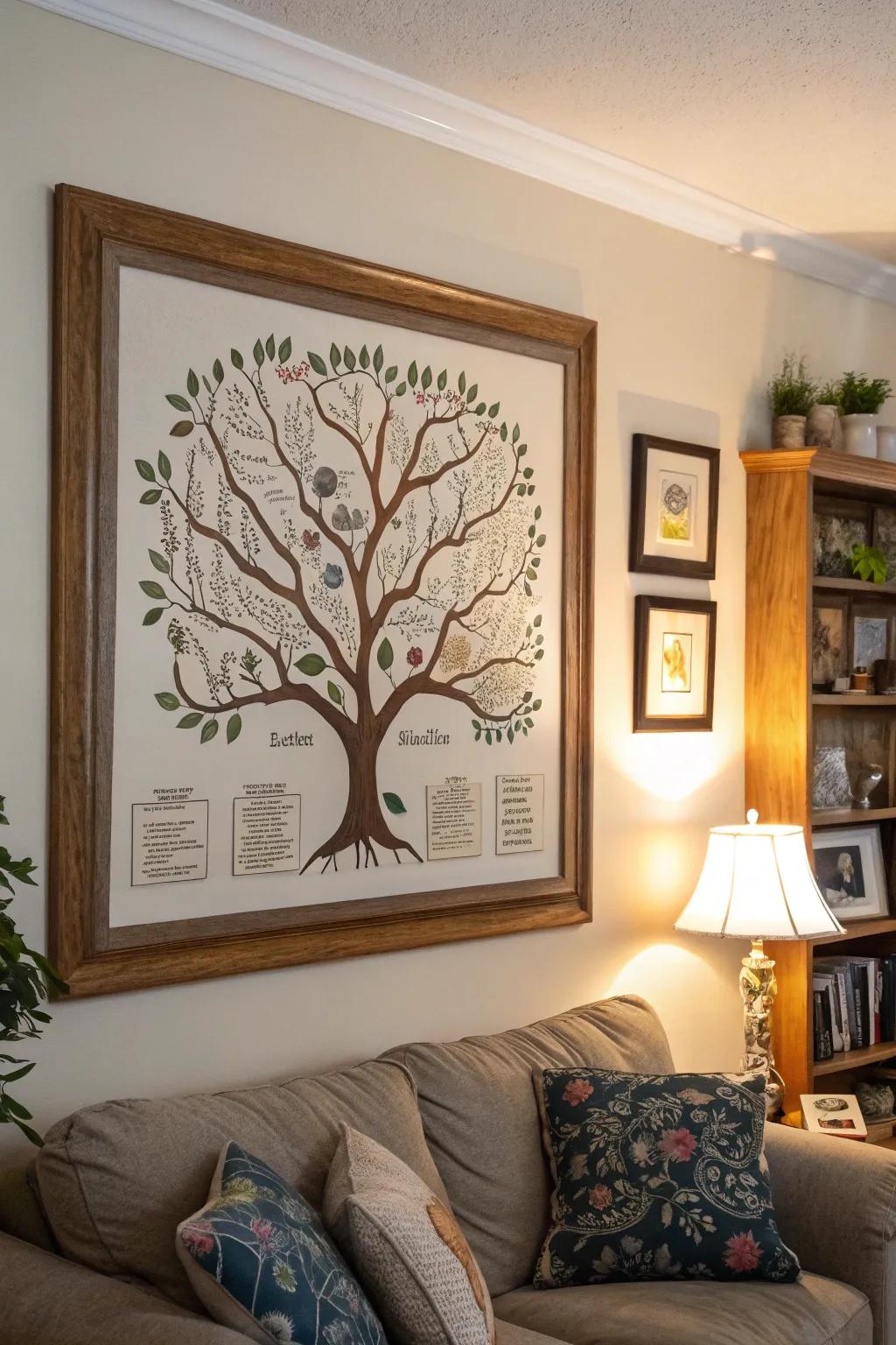 A framed family tree that celebrates generations of love.