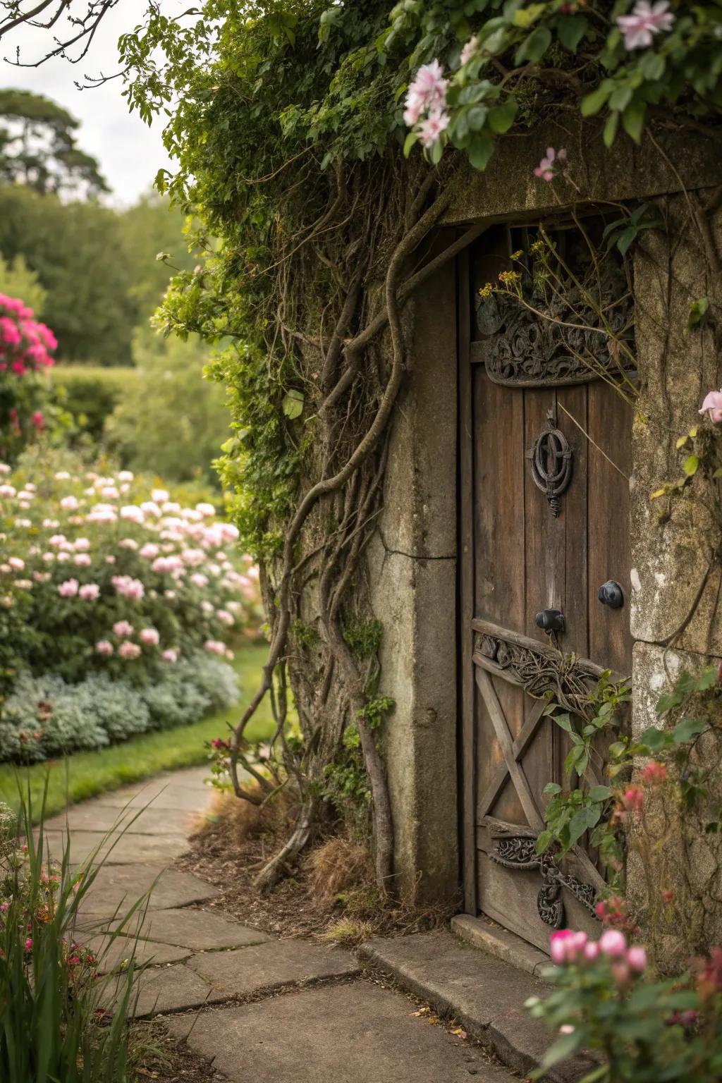 A hidden door with an intriguing secret mechanism.