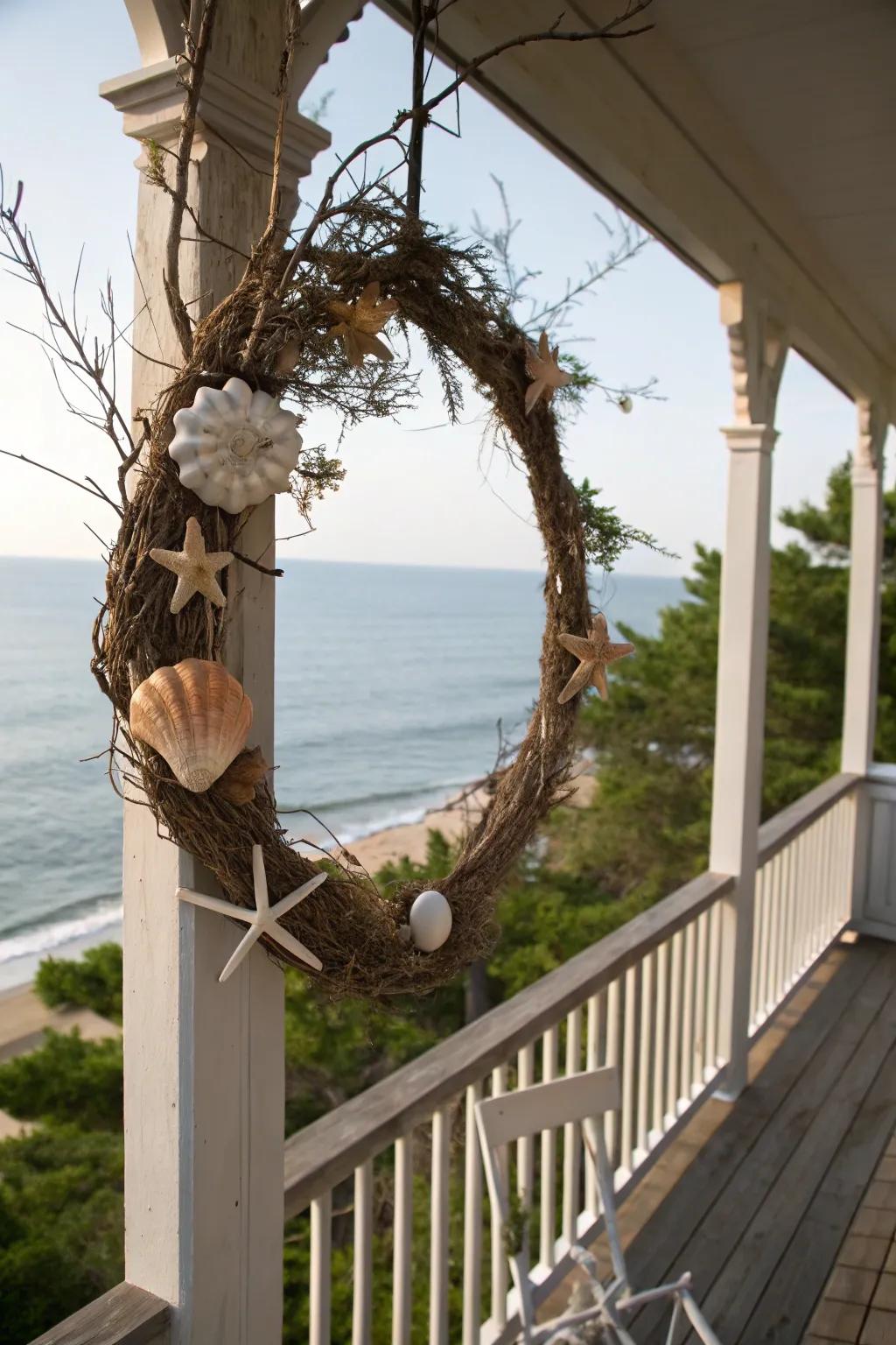 A coastal wreath that captures the essence of summer by the sea.